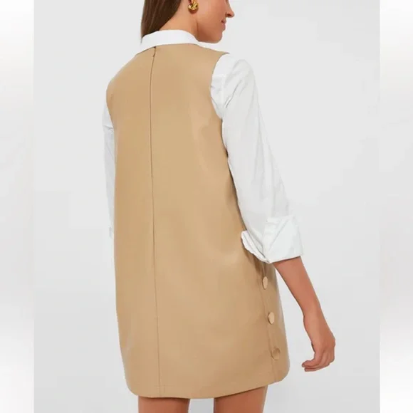 HYACINTH HOUSE by TUCKERNUT Butterscotch Bitsy Faux Leather Mini Swing Dress- M - Picture 3 of 16
